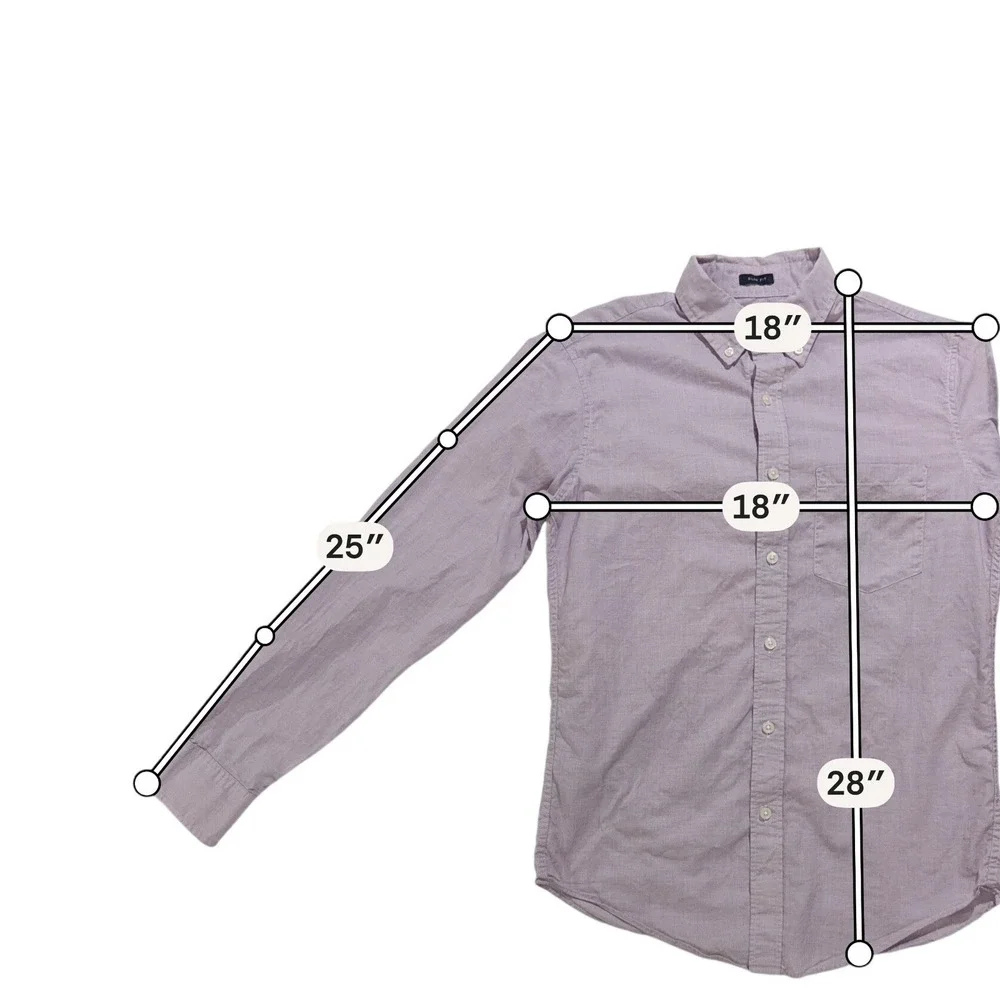 J.Crew Slim Fit Button Front Shirt Men's Small Lavender 100% Cotton